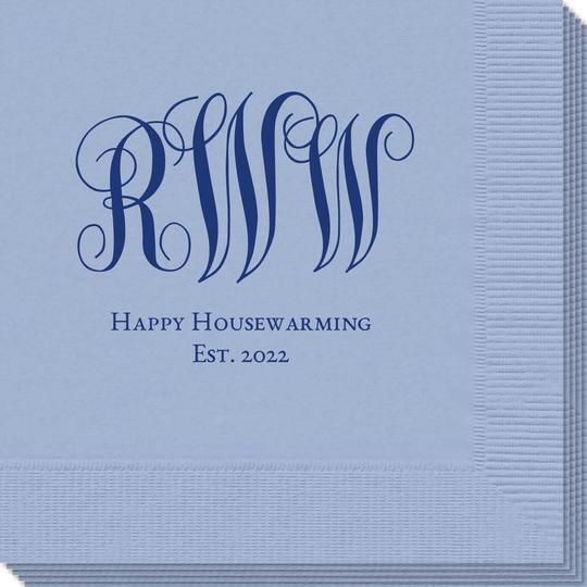 Fancy Script Monogram with Text Napkins